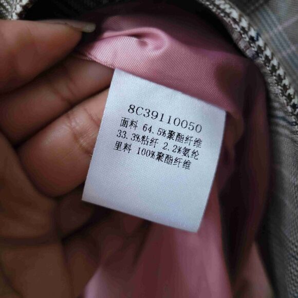 Yiner Plaid Double Breasted Blazer Pink Buttons Notched Lapel Long Sleeves Small - Picture 4 of 9